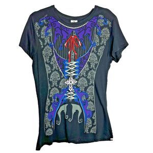 Hot Topic Gothic Vampire Shirt Woman Size Large Cosplay Tee Black Goth Grunge